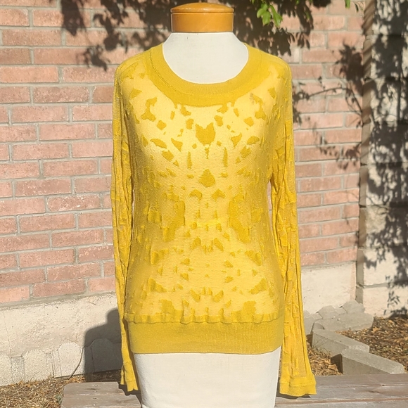 CAbi mustard yellow burnout sweater - Picture 3 of 6